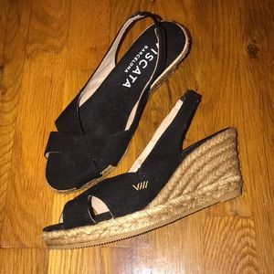 Viscata Barcelona Black Canvas Wedge Sandal